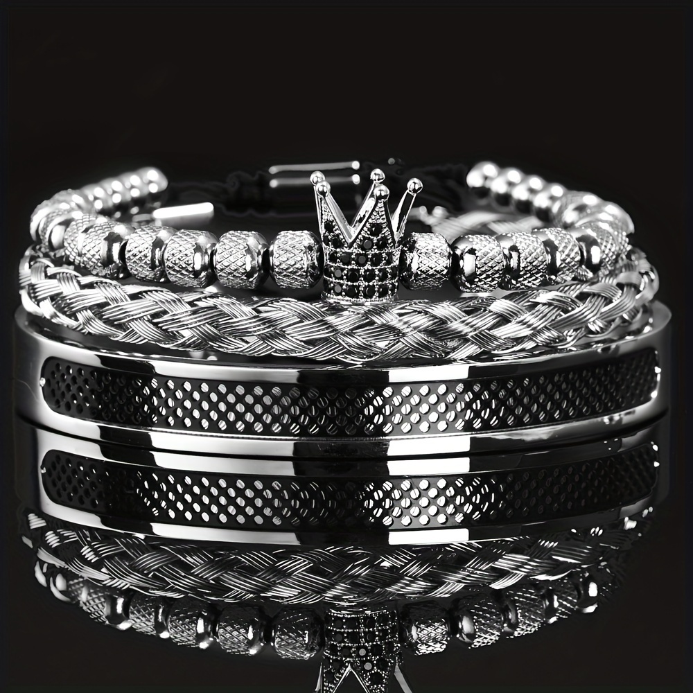Men Crown Bracelets Contrast Colour Bangles